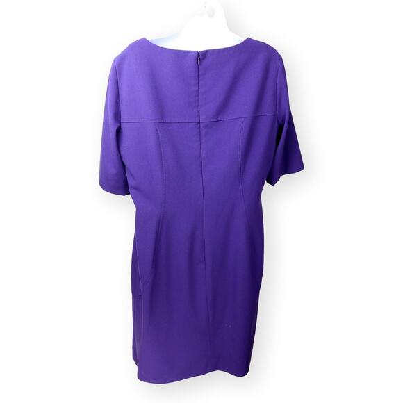 Tahari ASL Purple Sheath Short Sleeves Dress Pockets 12 - Picture 11 of 11